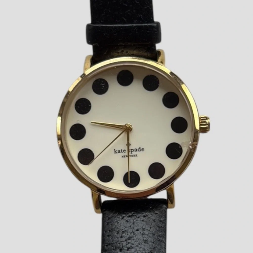 EUC Kate Spade Dot Dial Watch Black Ivory